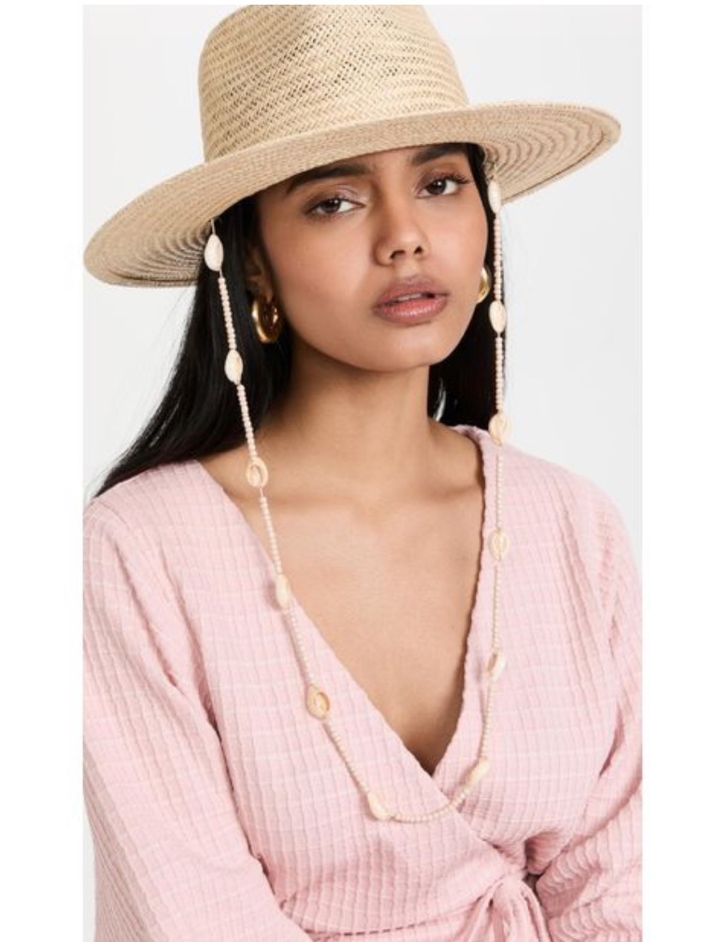 Lack of color Women's White Seashells Straw
Fedora